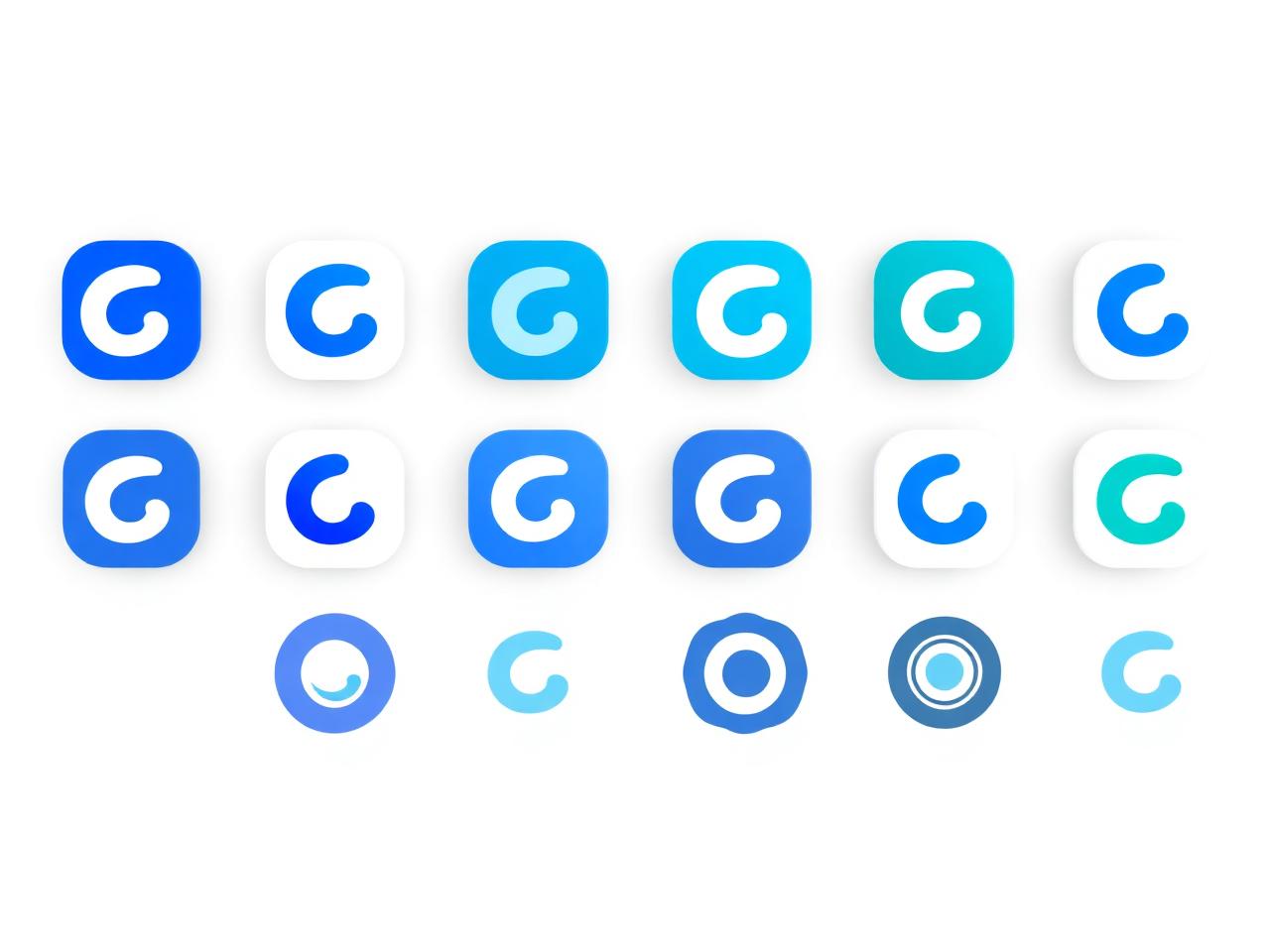 Grid of enterprise app brand icons in blue and teal