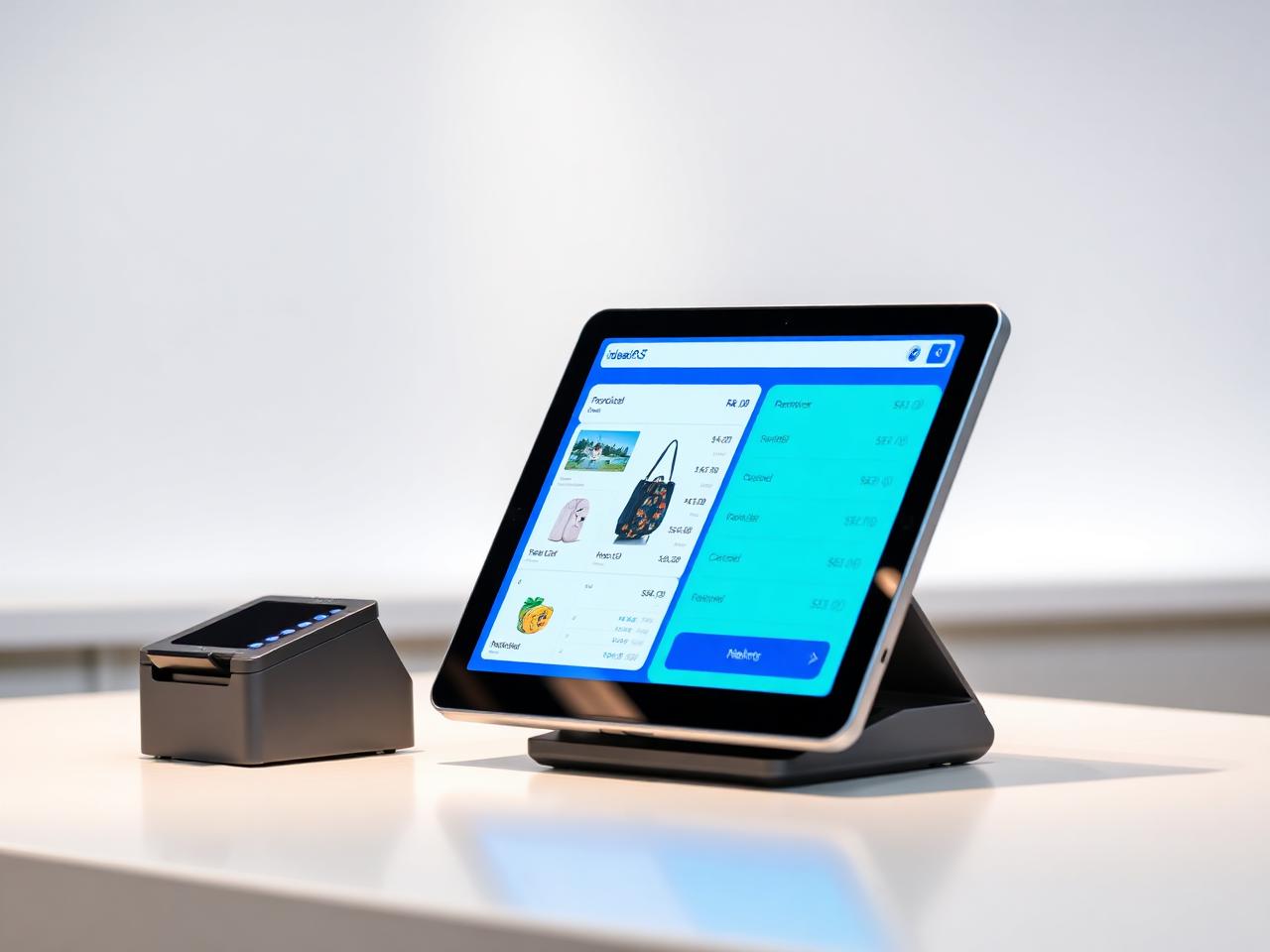 ideasPOS retail point-of-sale terminal with tablet interface and card reader